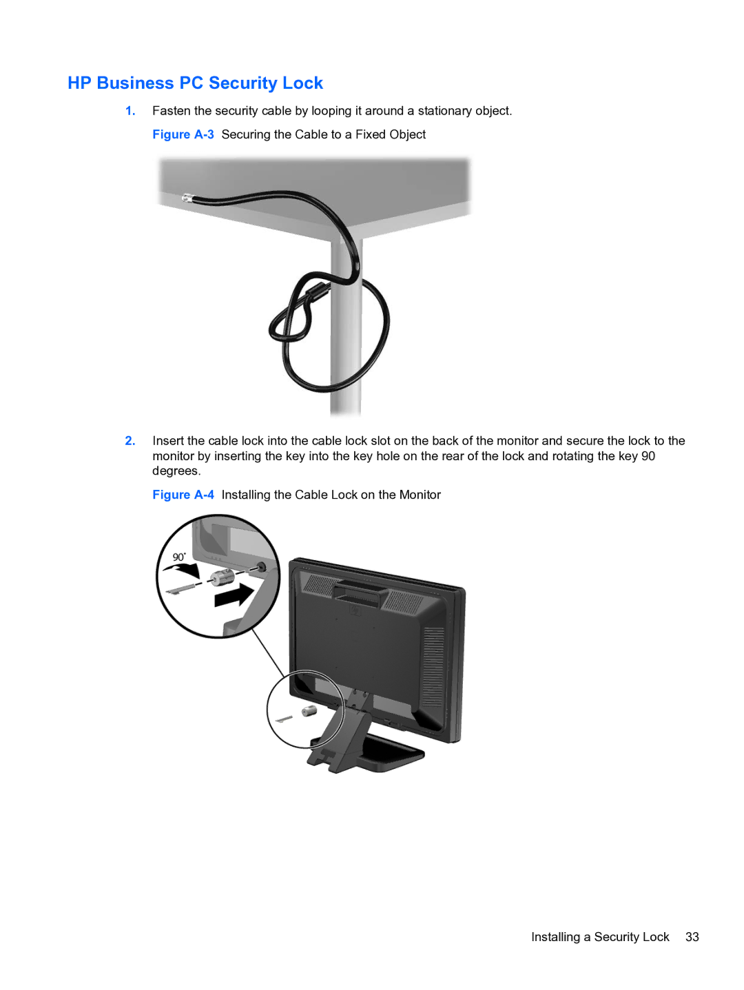 HP RP3 3100 manual HP Business PC Security Lock 