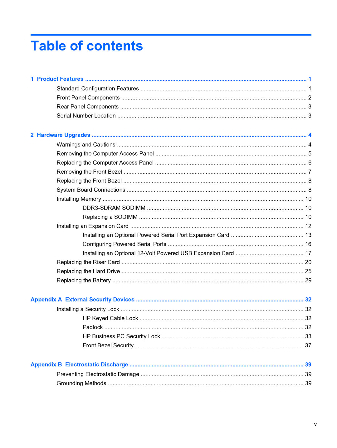 HP RP3 3100 manual Table of contents 