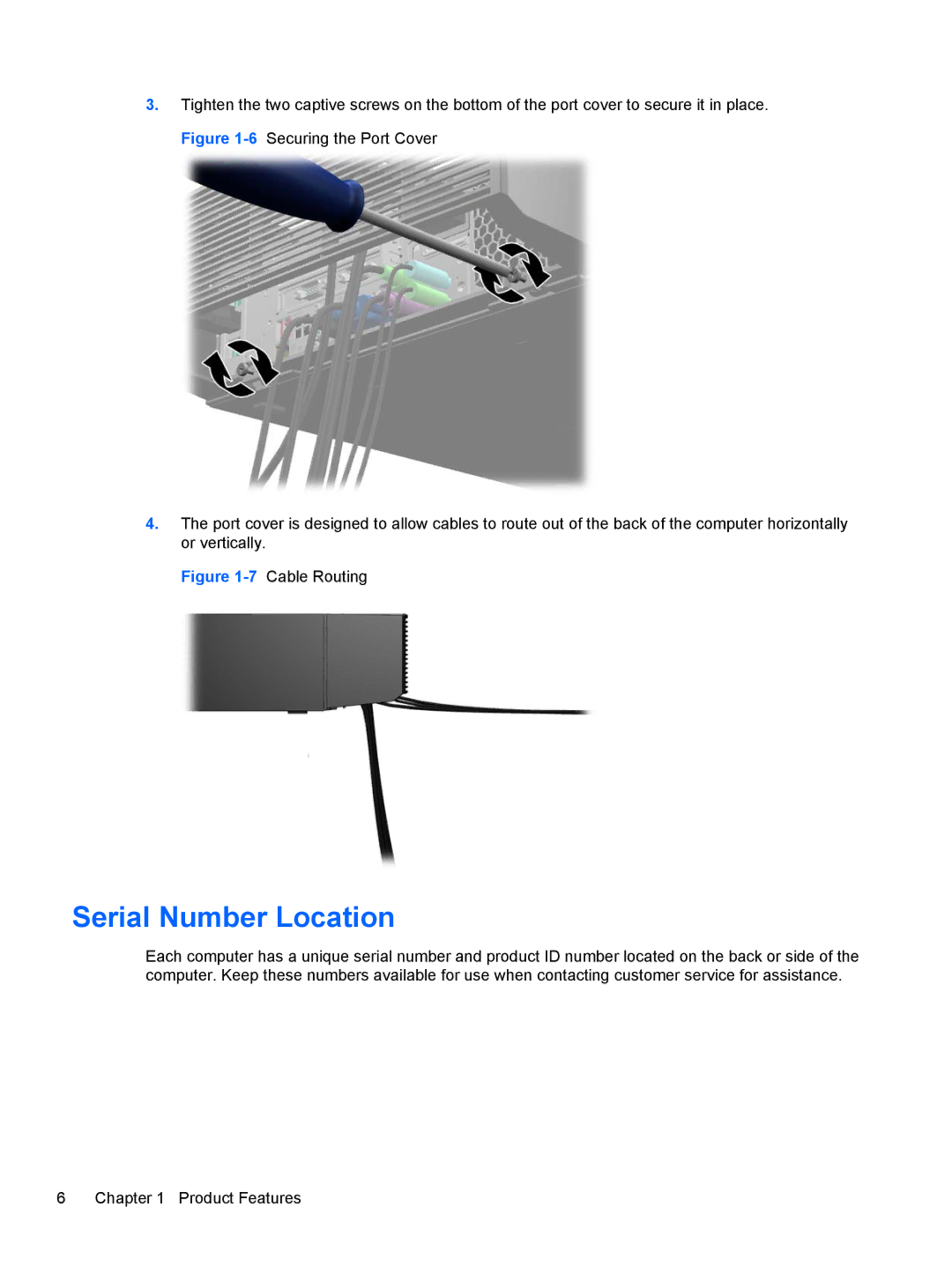 HP RP5 5810 manual Serial Number Location, 7Cable Routing 