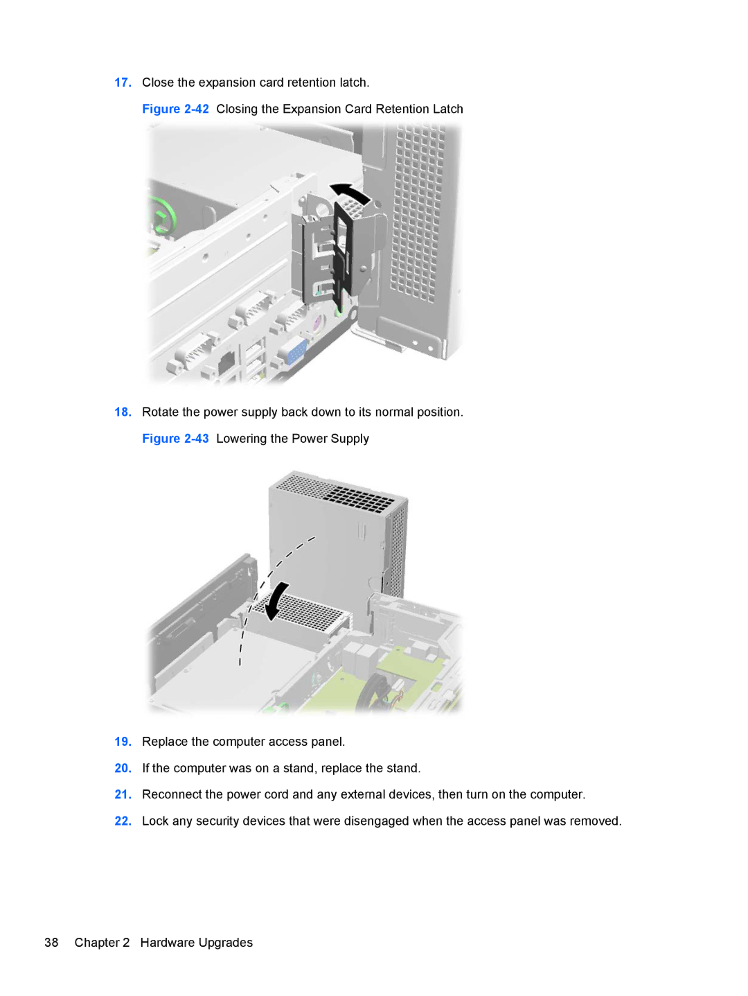 HP RP5 5810 manual Close the expansion card retention latch 