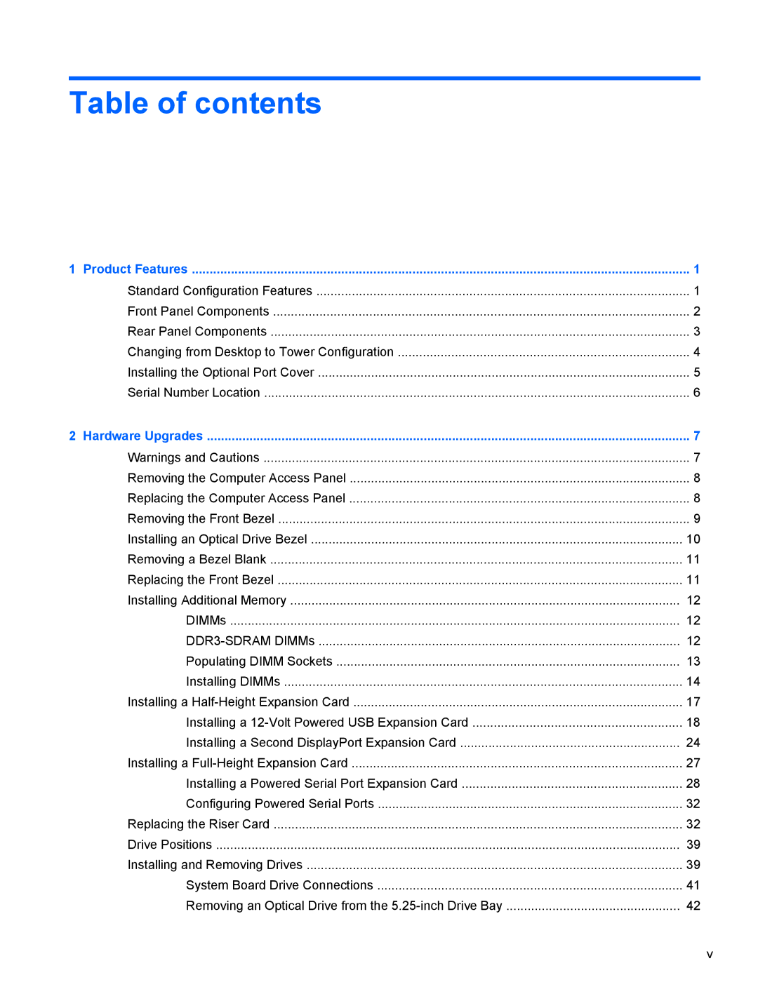 HP RP5 5810 manual Table of contents 