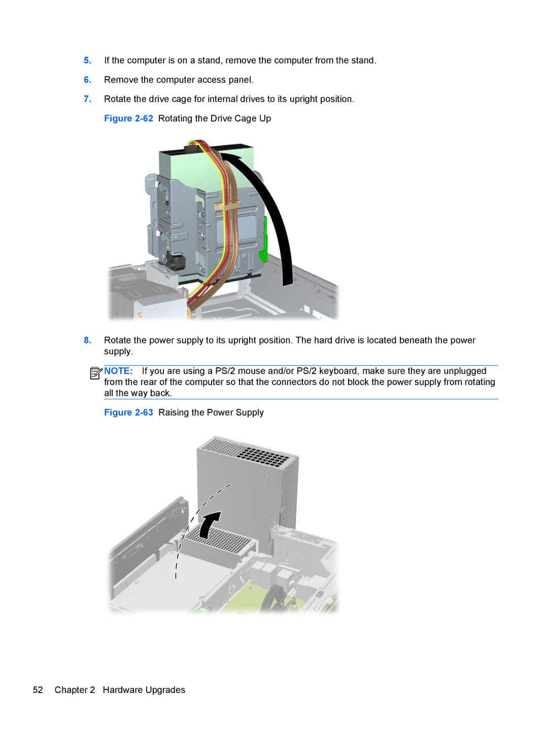 HP RP5 5810 manual 63Raising the Power Supply Hardware Upgrades 