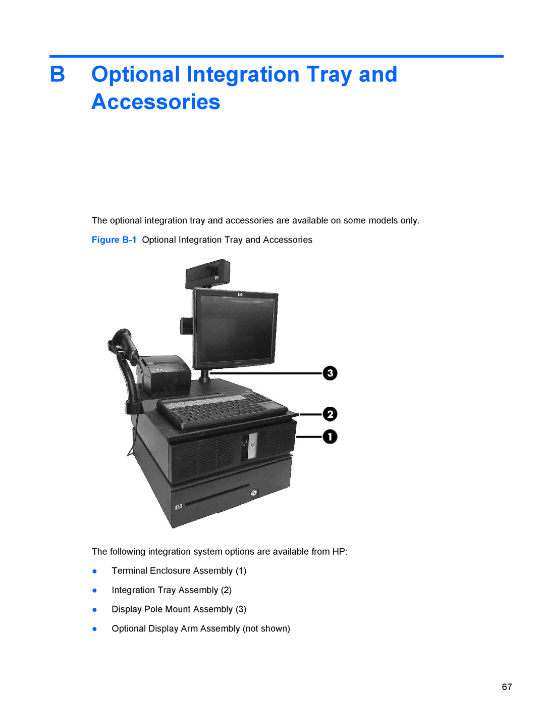 HP RP5 5810 manual Optional Integration Tray and Accessories 