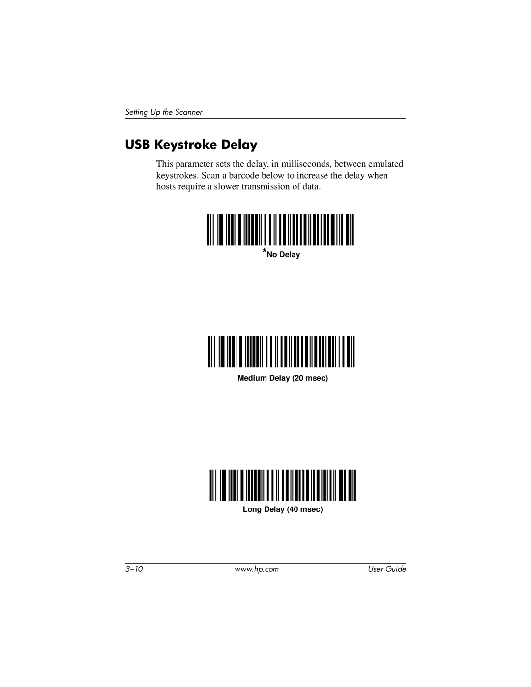 HP rp5000 Point of Sale, rp5000 Base Model Point of Sale manual USB Keystroke Delay 