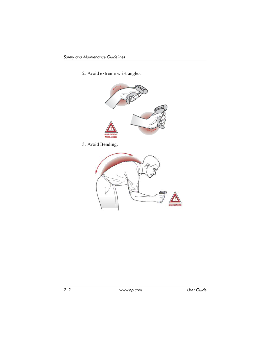 HP rp5000 Point of Sale, rp5000 Base Model Point of Sale manual Avoid extreme wrist angles Avoid Bending 