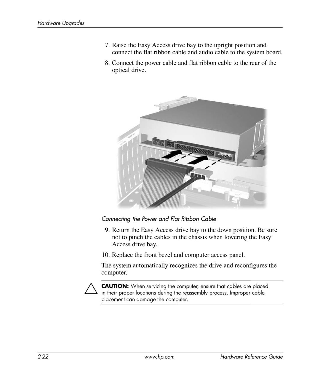 HP rp5000 Point of Sale, rp5000 Base Model Point of Sale manual Connecting the Power and Flat Ribbon Cable 