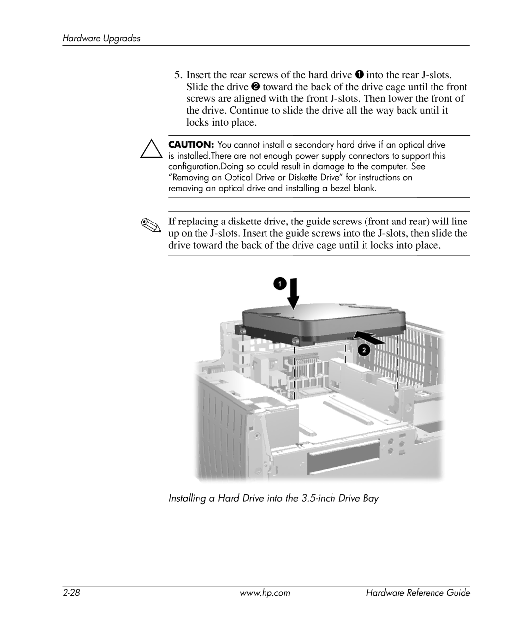 HP rp5000 Point of Sale, rp5000 Base Model Point of Sale manual Installing a Hard Drive into the 3.5-inch Drive Bay 