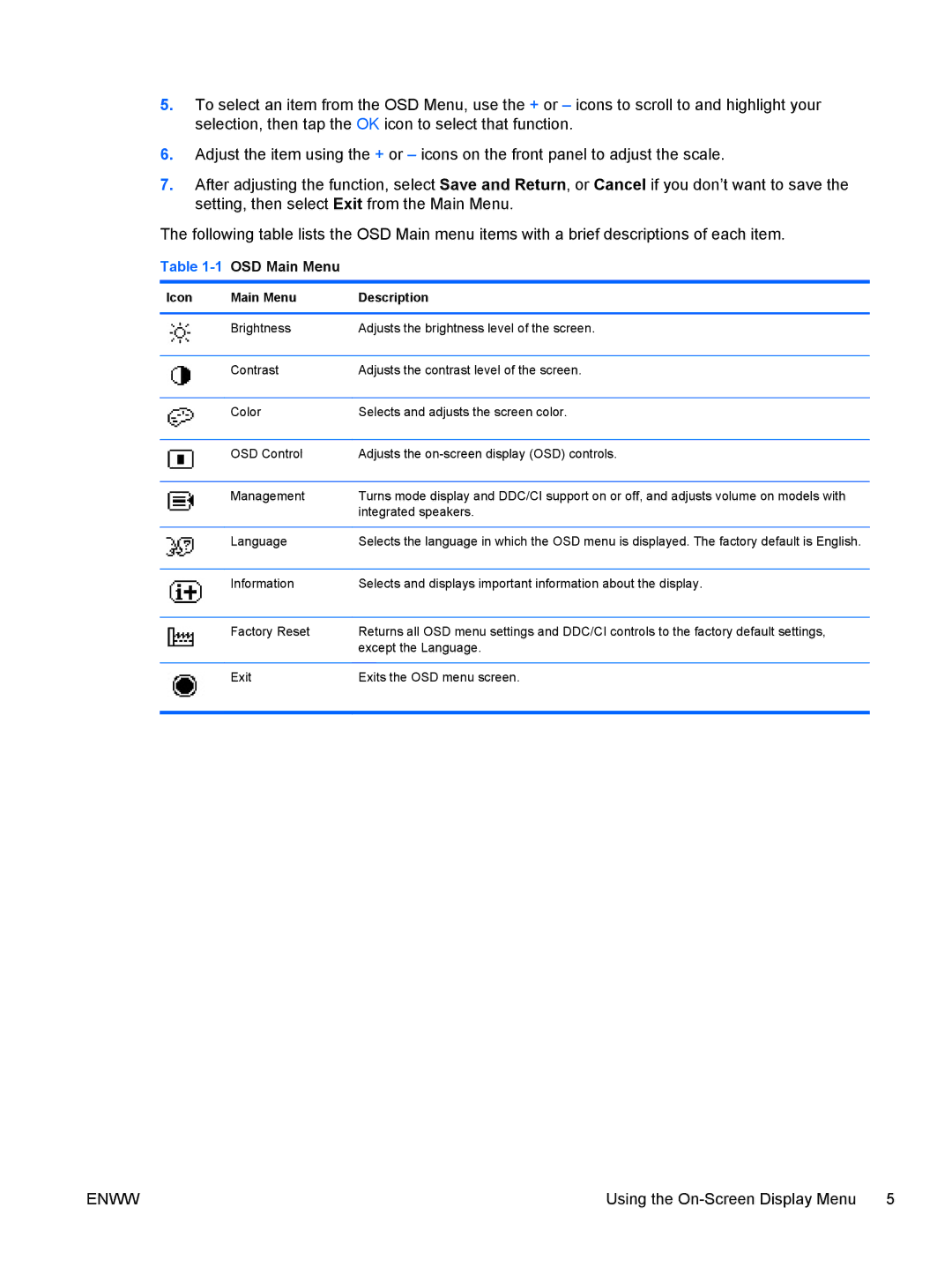 HP RP7 7800 Base Model manual Using the On-Screen Display Menu 