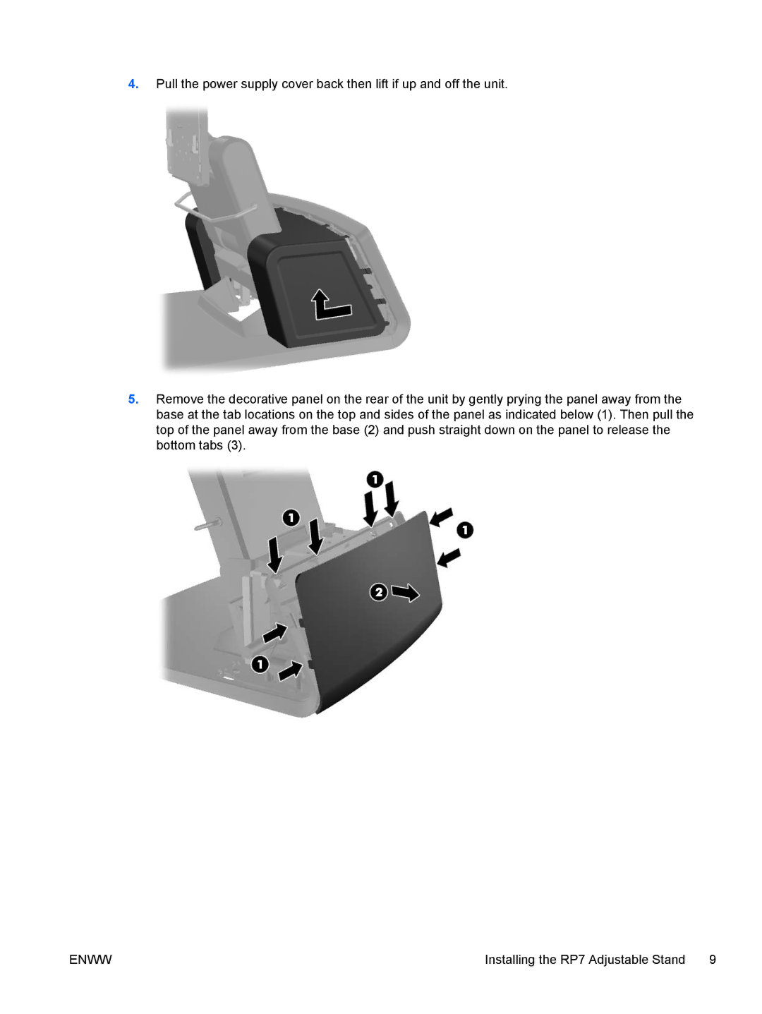 HP RP7 7800 Base Model manual Installing the RP7 Adjustable Stand 