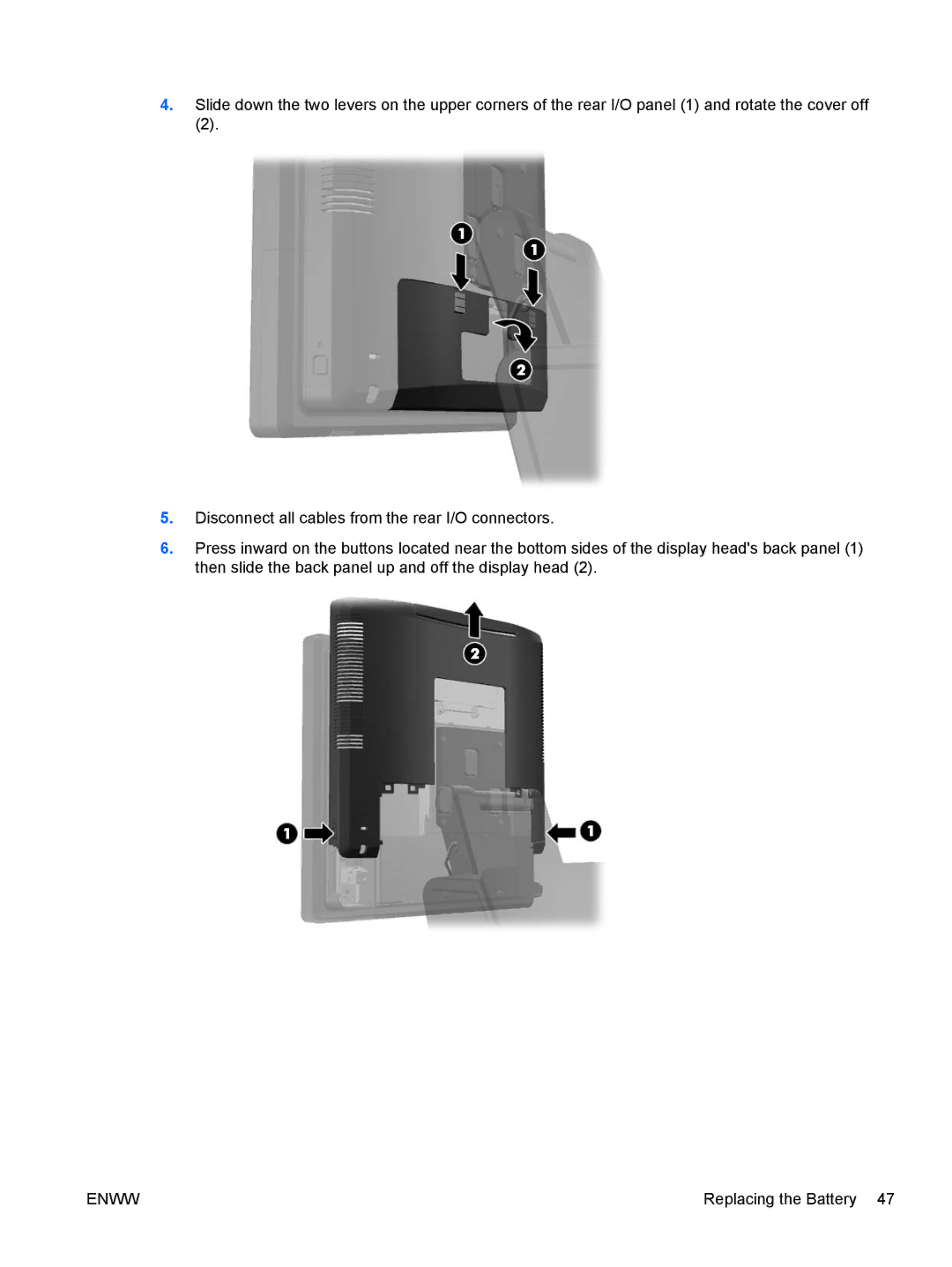 HP RP7 7800 Base Model manual Replacing the Battery 