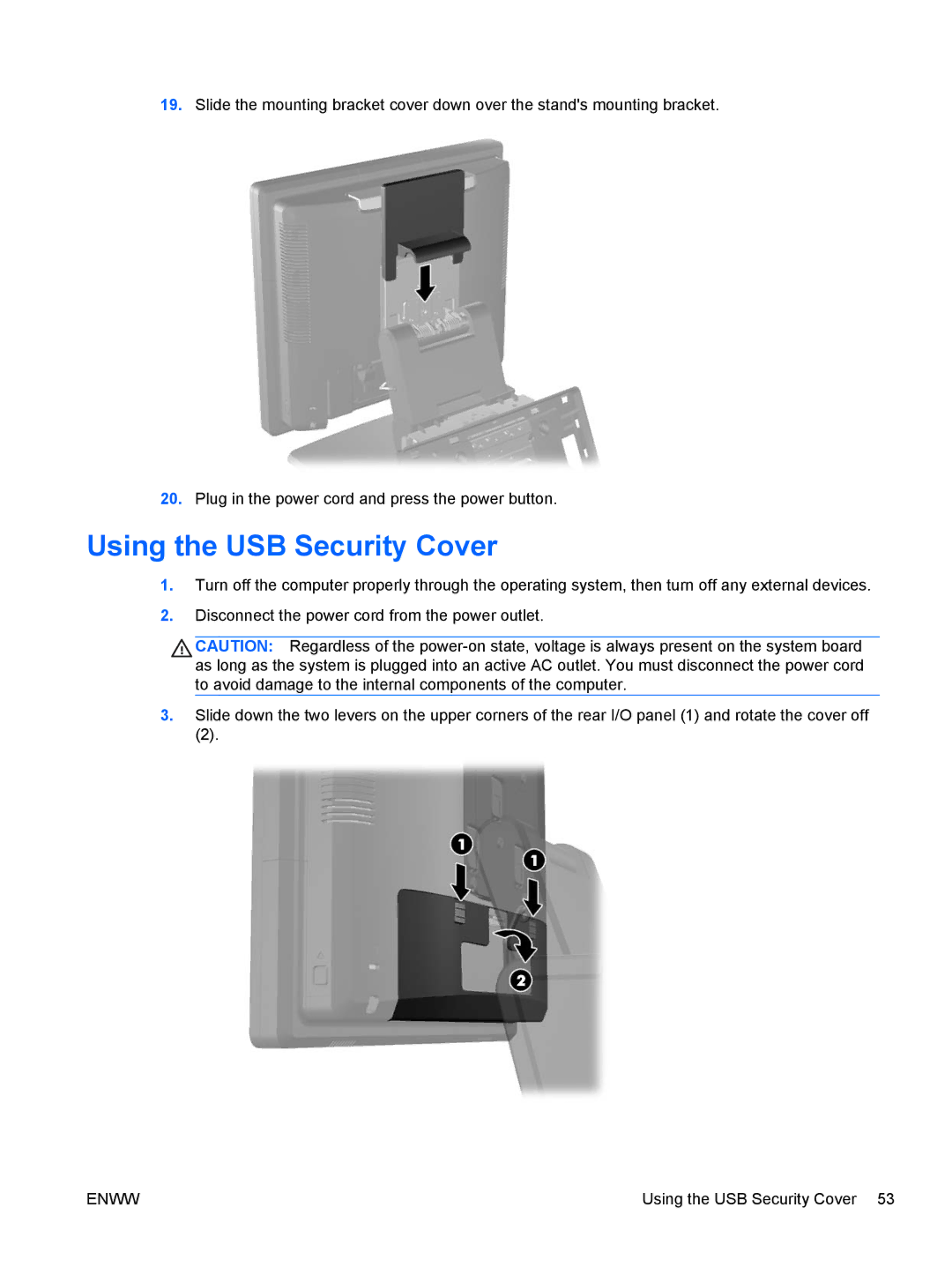 HP RP7 7800 Base Model manual Using the USB Security Cover 