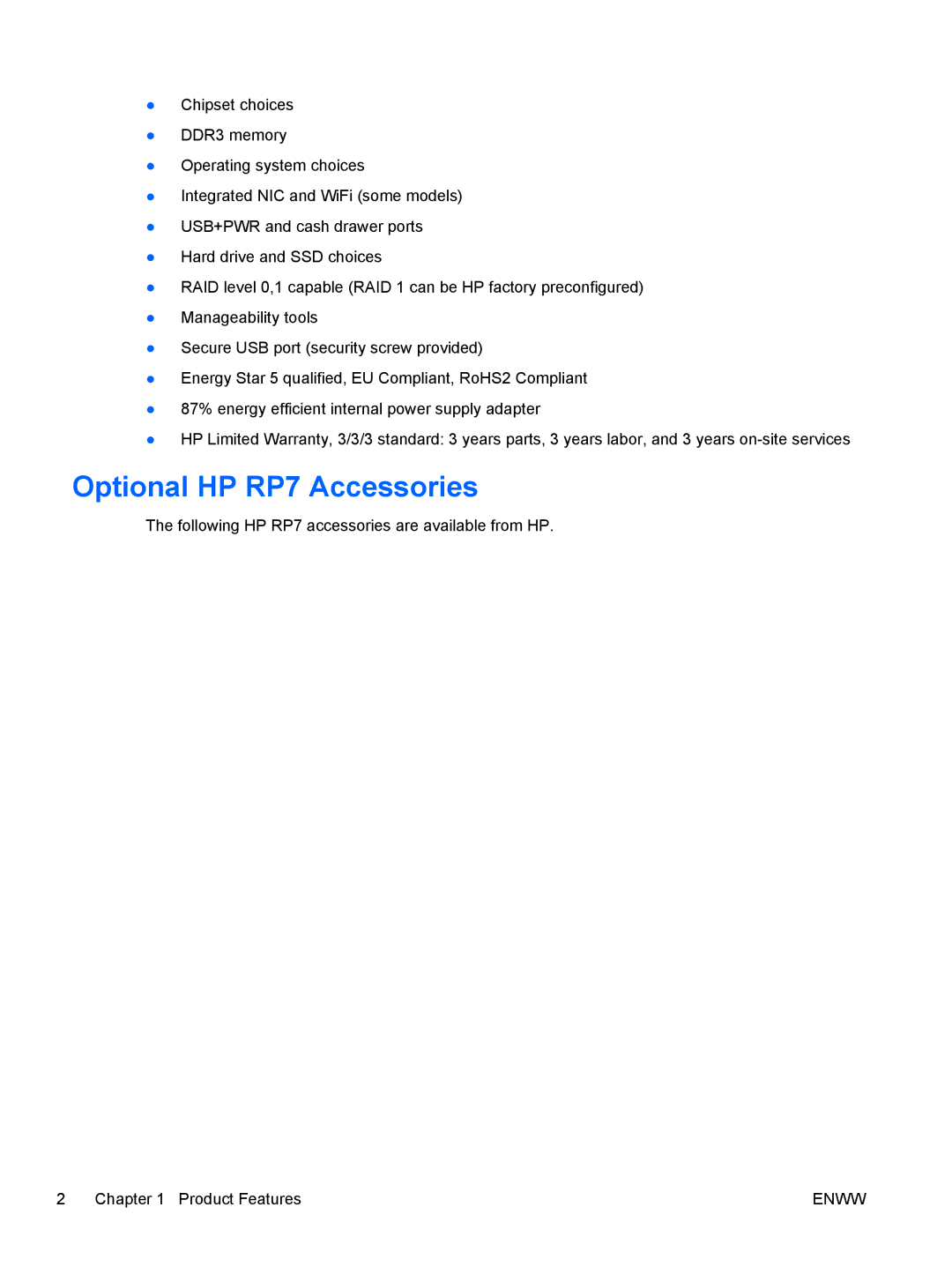 HP RP7 7800 Base Model manual Optional HP RP7 Accessories 