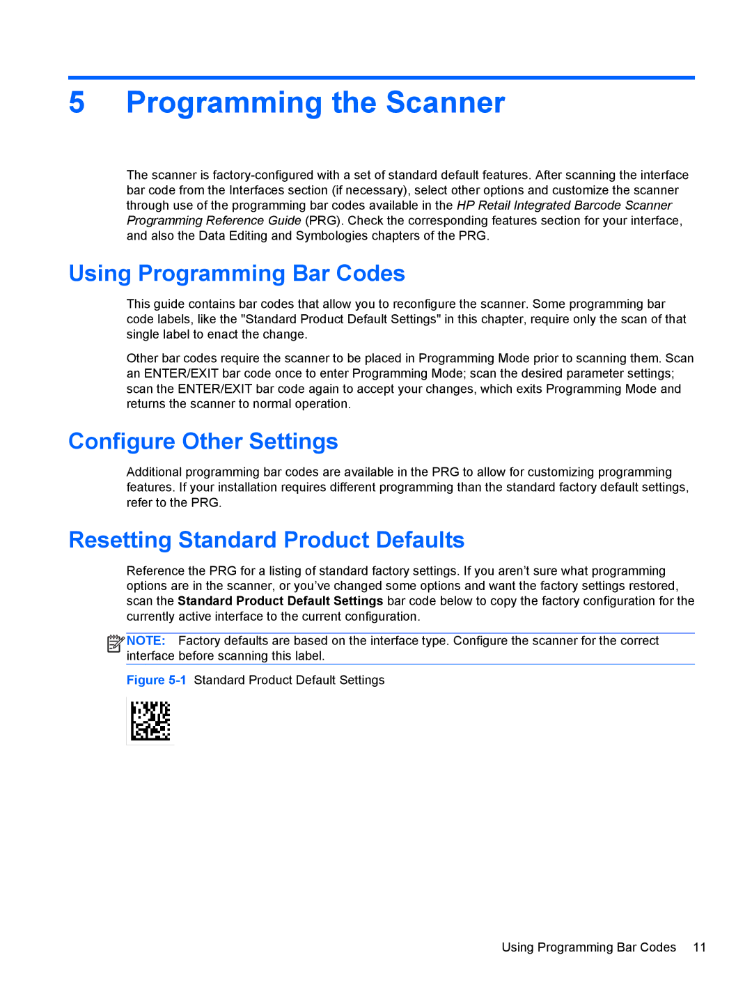 HP RP7 7800 manual Programming the Scanner, Using Programming Bar Codes, Configure Other Settings 