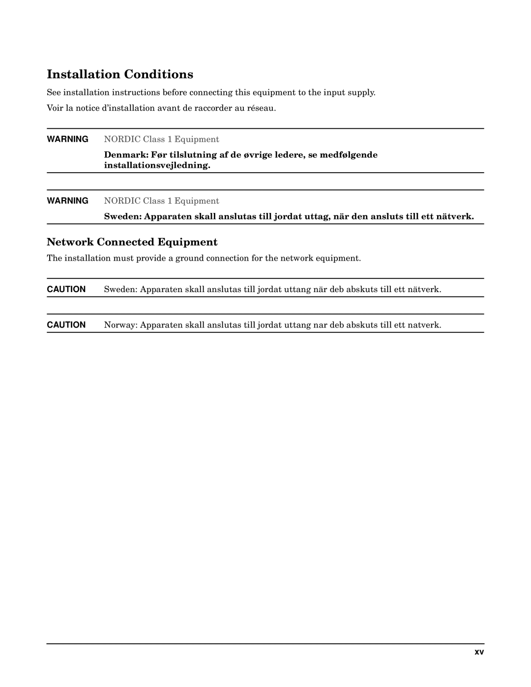 HP RP7405/7410 manual Installation Conditions, Network Connected Equipment 