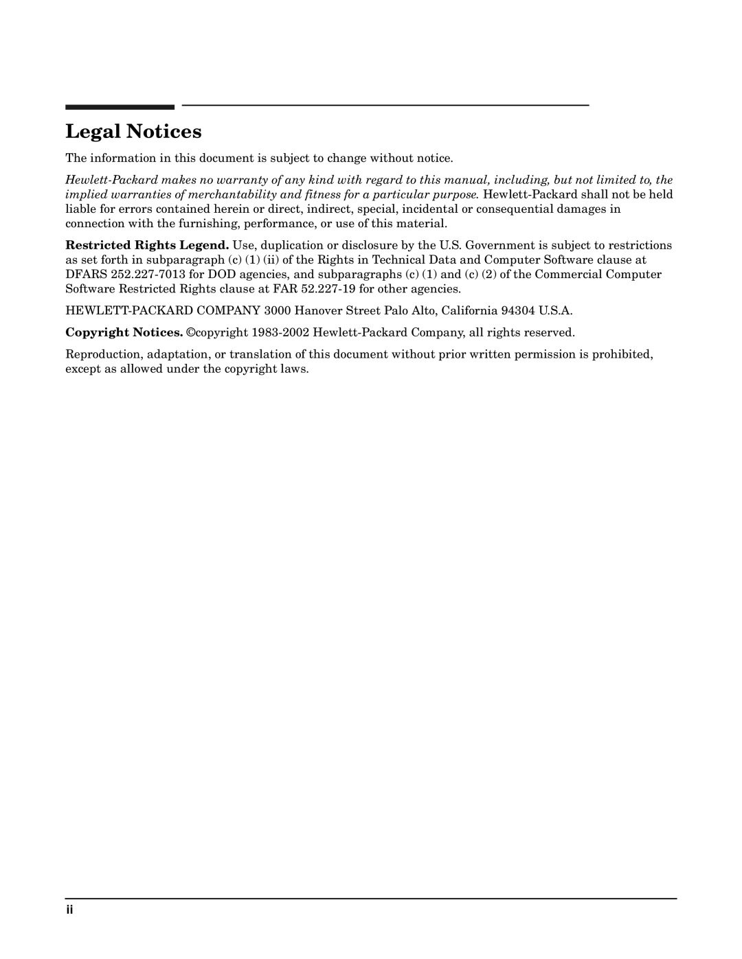 HP RP7405/7410 manual Legal Notices 