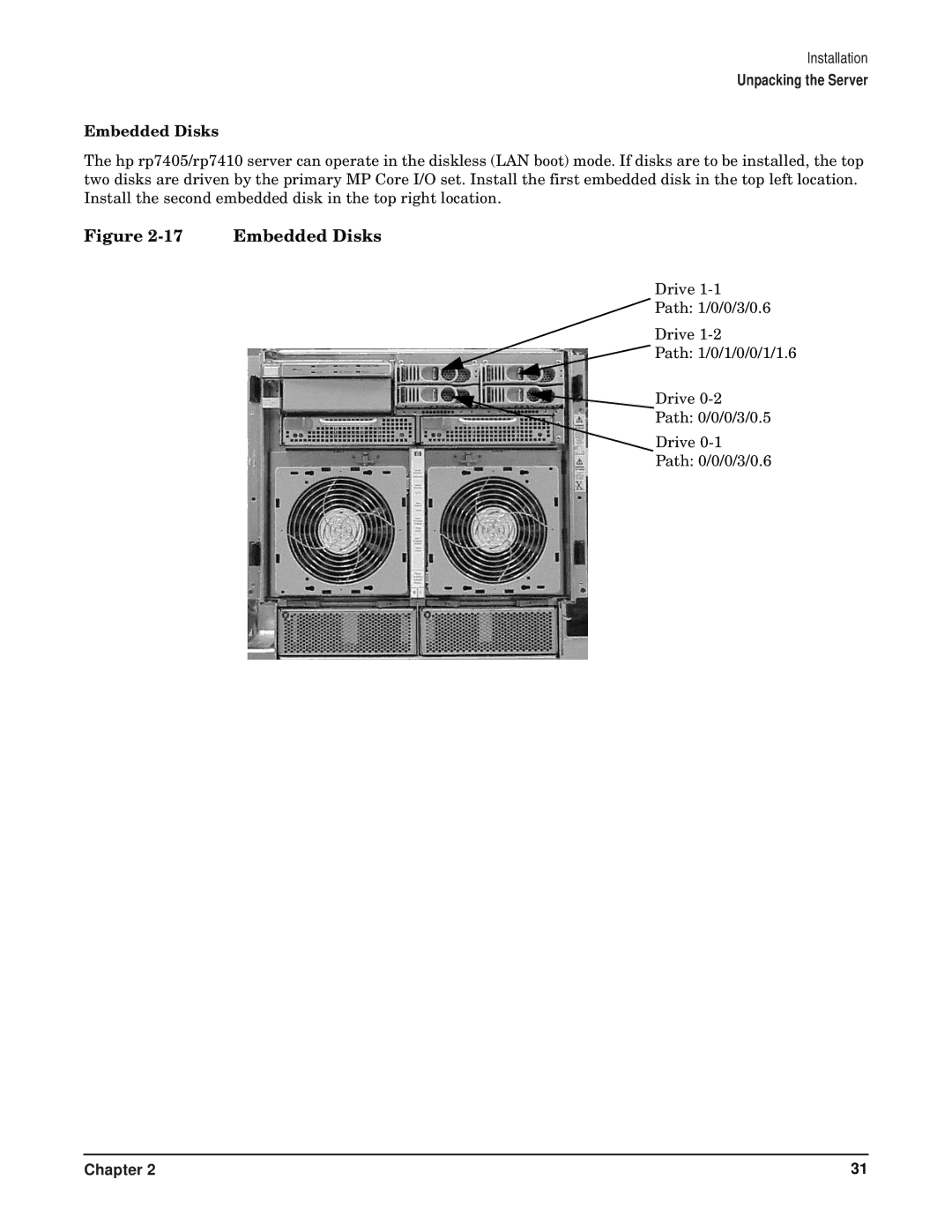 HP RP7405/7410 manual Embedded Disks 