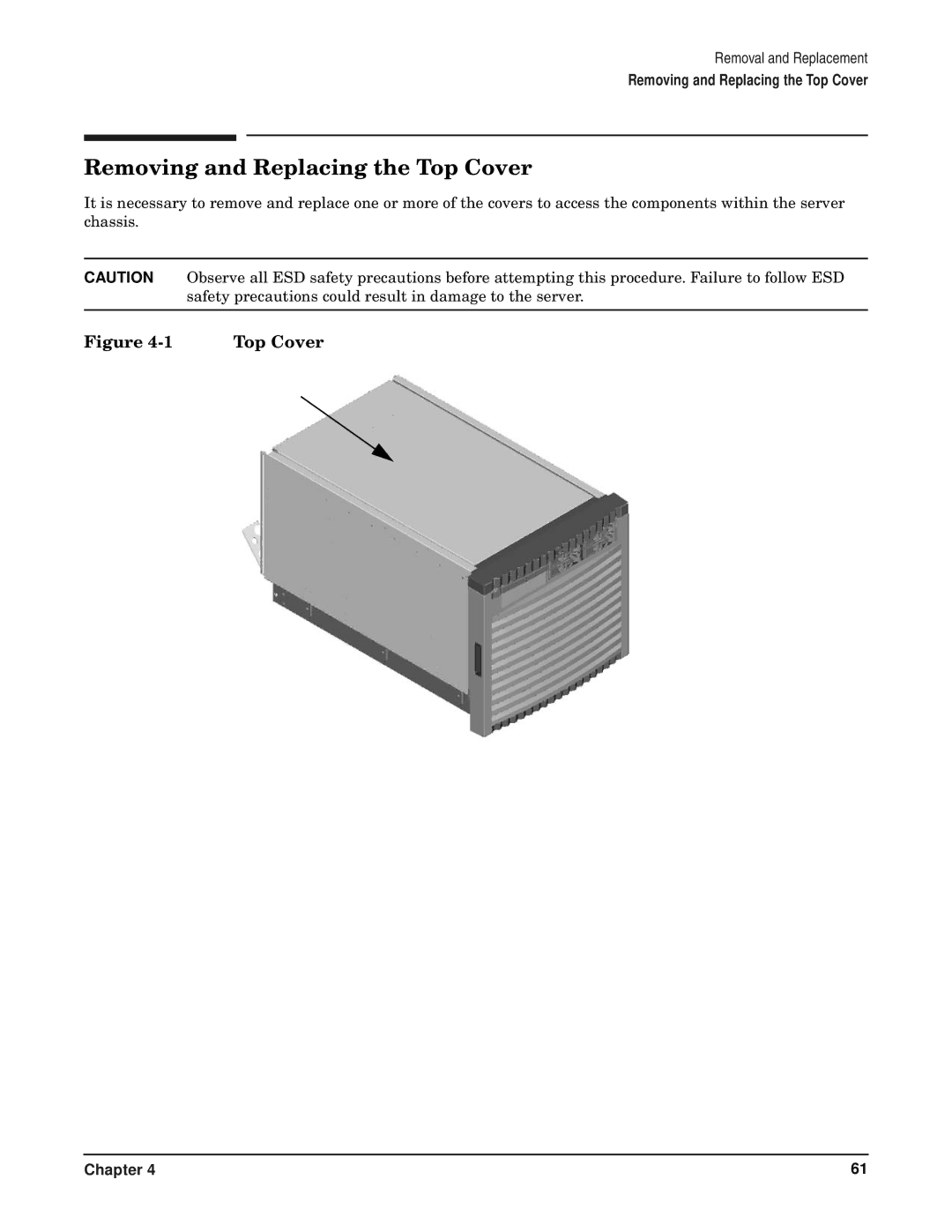 HP RP7405/7410 manual Removing and Replacing the Top Cover 