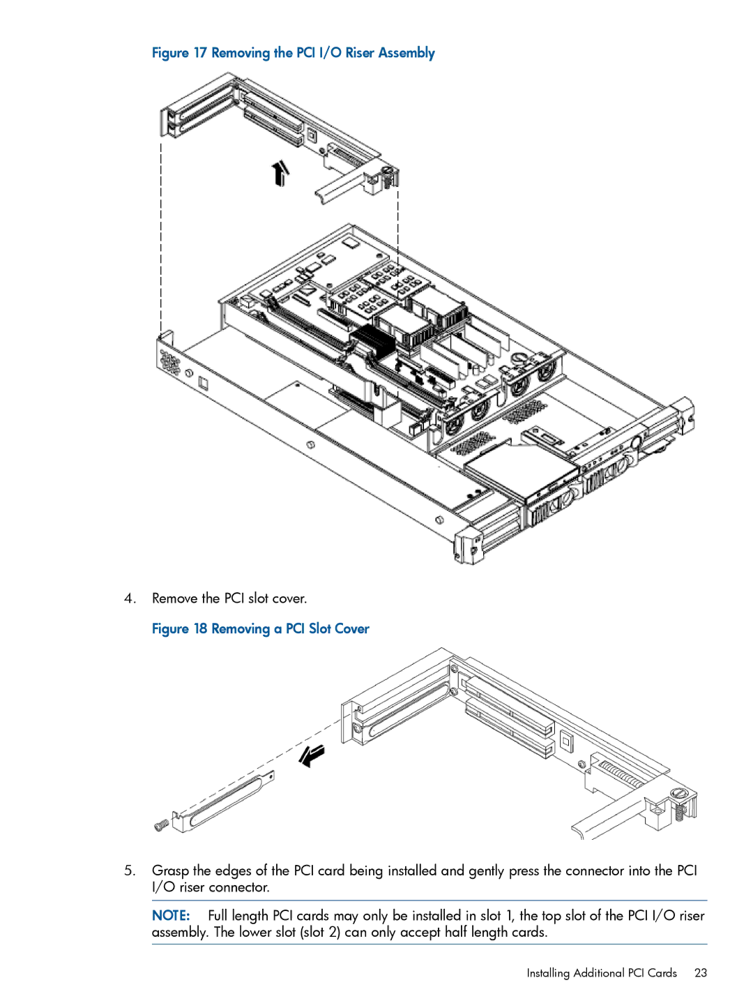 HP rx1620 manual Removing the PCI I/O Riser Assembly 