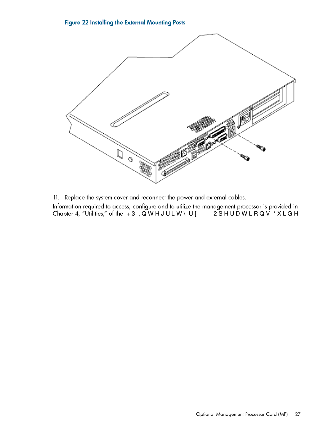 HP rx1620 manual Installing the External Mounting Posts 