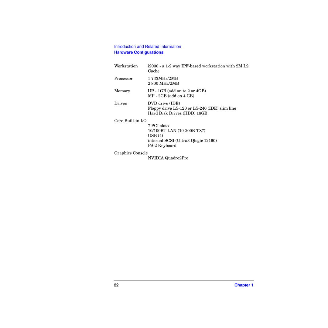 HP RX4610 manual Hardware Conﬁgurations 