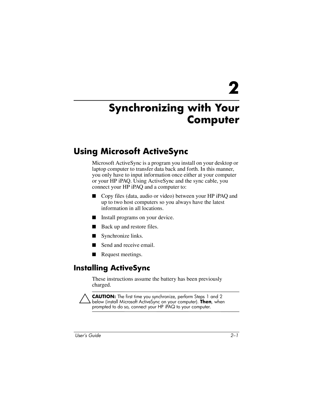 HP RZ1700 manual Synchronizing with Your Computer, Using Microsoft ActiveSync, Installing ActiveSync 