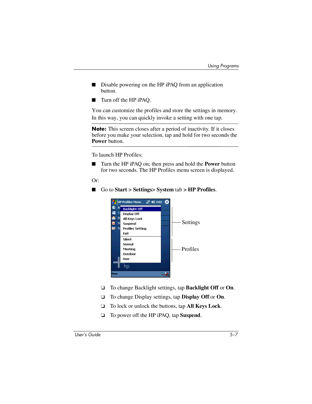 HP RZ1700 manual Go to Start Settings System tab HP Profiles 