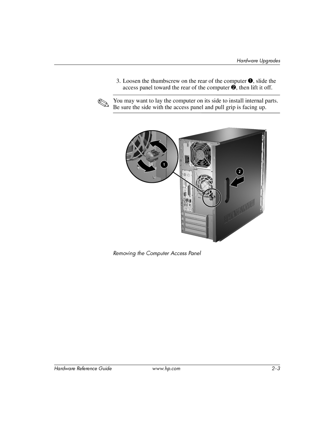 HP s dx5150 manual Removing the Computer Access Panel 