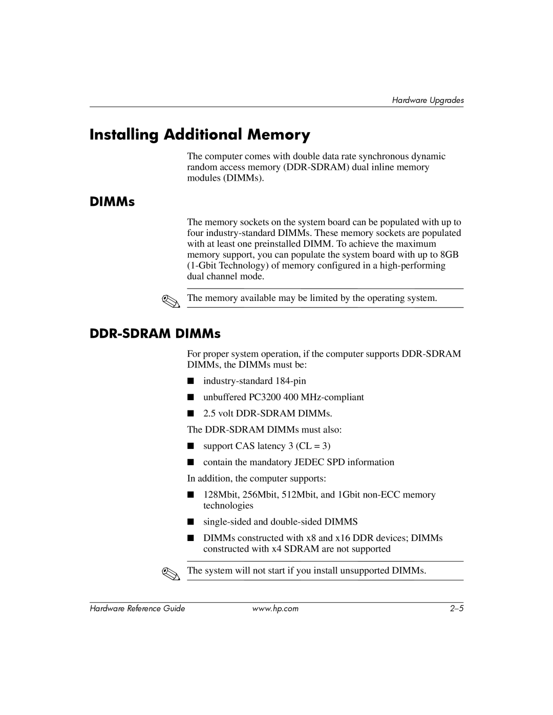 HP s dx5150 manual Installing Additional Memory, DDR-SDRAM DIMMs 