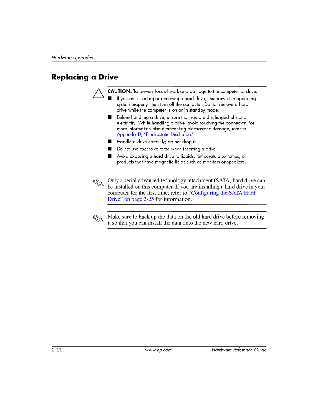 HP s dx5150 manual Replacing a Drive 