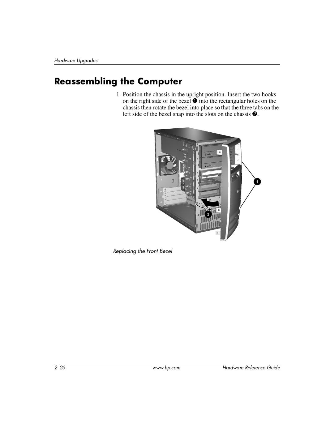 HP s dx5150 manual Reassembling the Computer 