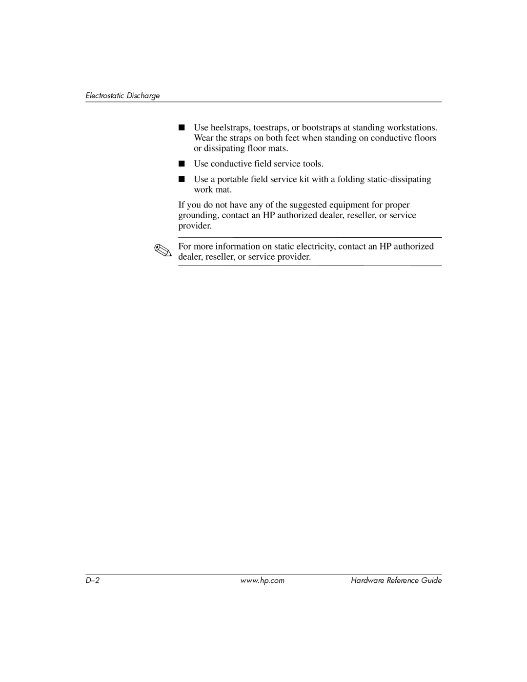 HP s dx5150 manual Electrostatic Discharge 