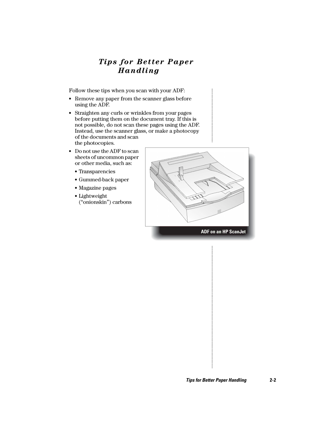 HP manual Tips for Better Paper Handling 