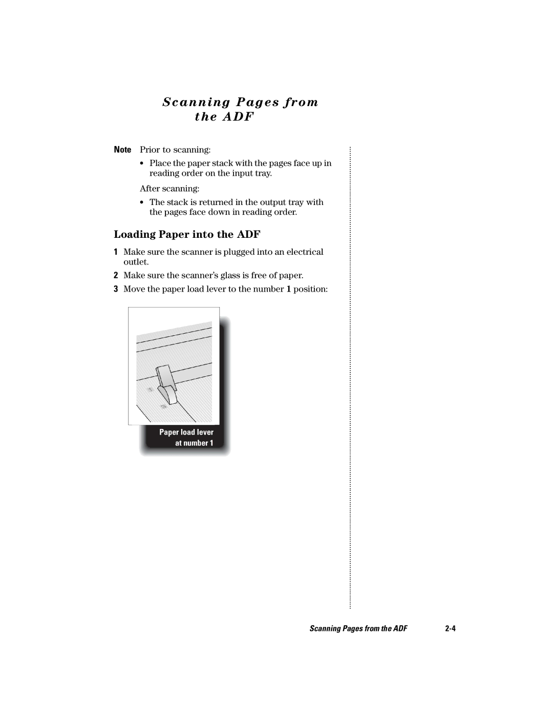 HP manual Scanning Pages from the ADF, Loading Paper into the ADF 