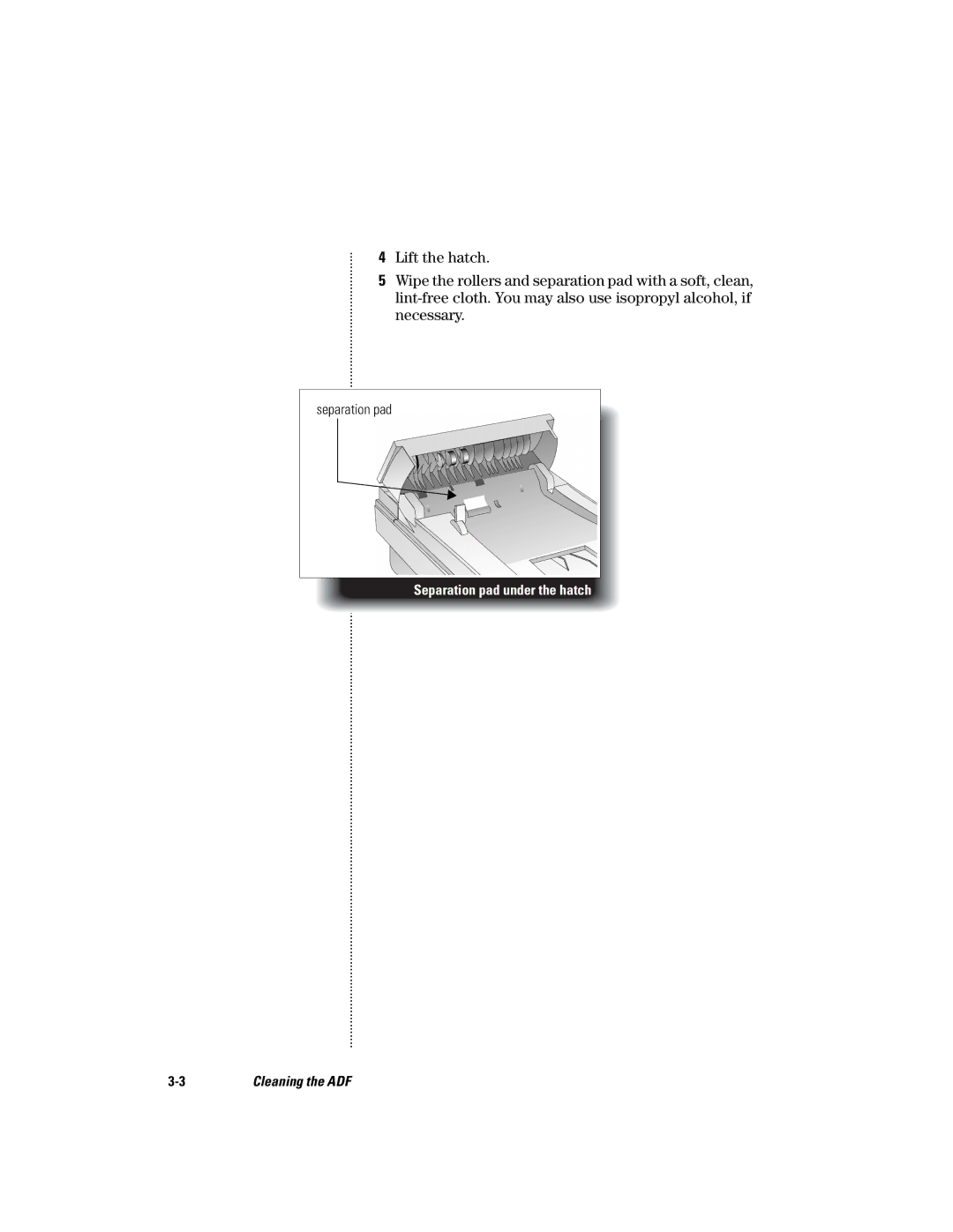 HP s manual Separation pad under the hatch 