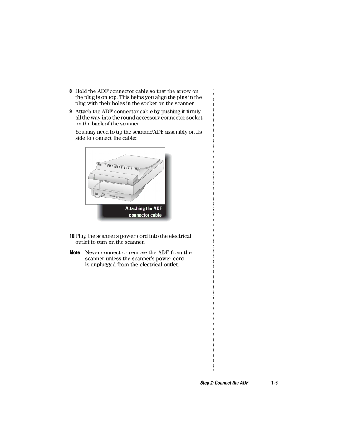 HP s manual Attaching the ADF connector cable 