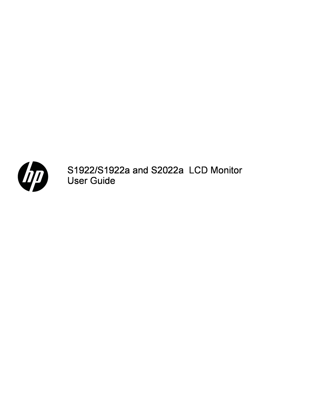 HP manual S1922/S1922a and S2022a LCD Monitor User Guide 