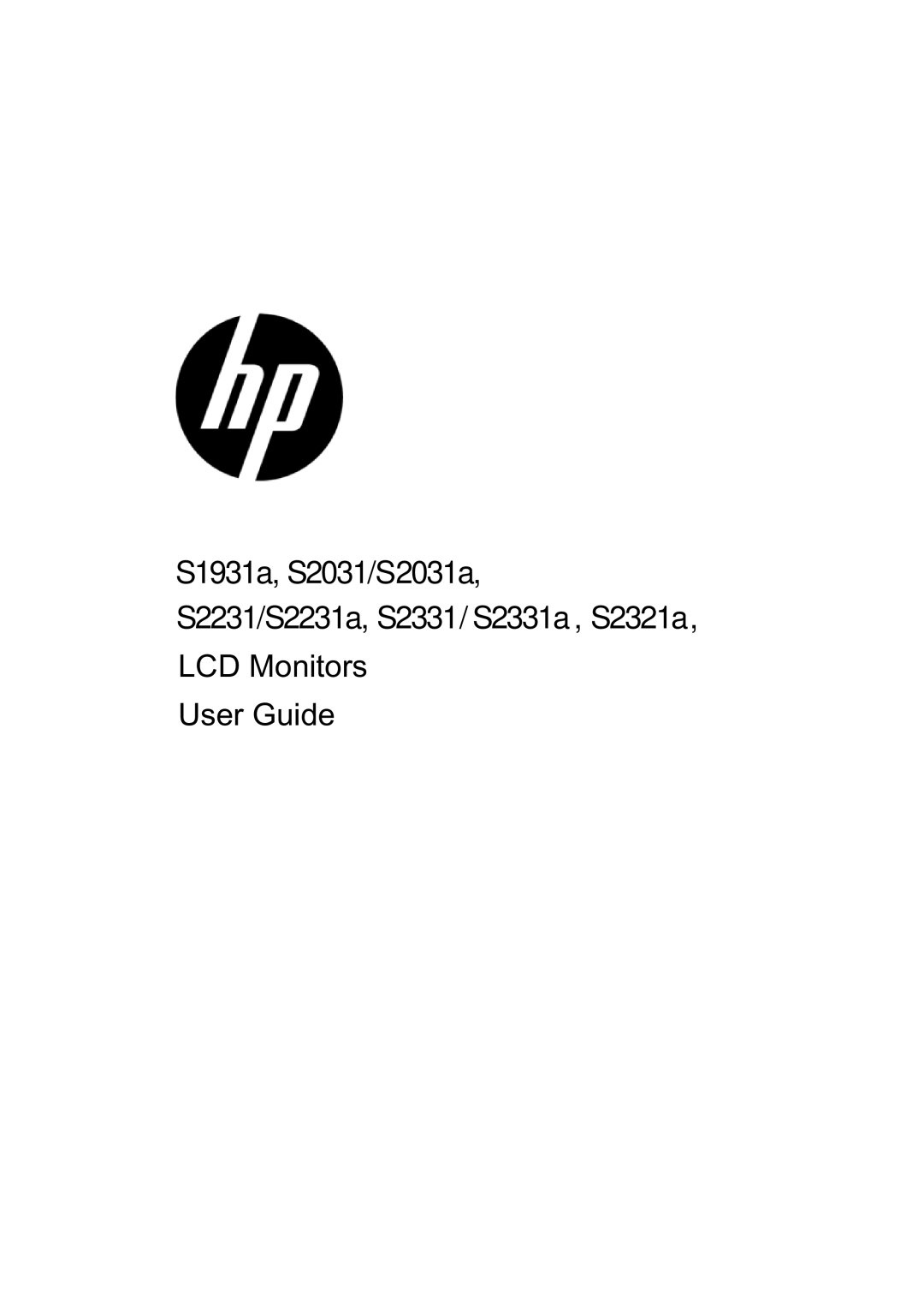 HP S1931A, S2031A, S2231A, S2321A, S2331 manual 