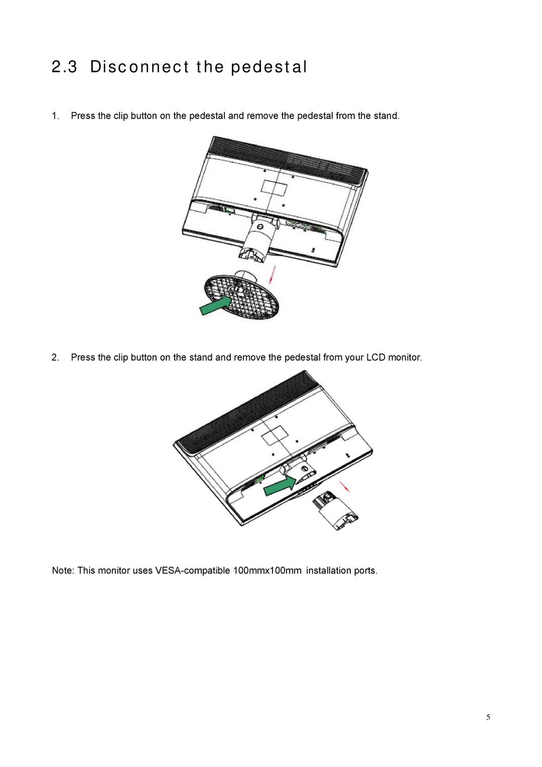 HP S1931A, S2031A, S2231A, S2321A, S2331 manual Disconnect the pedestal 