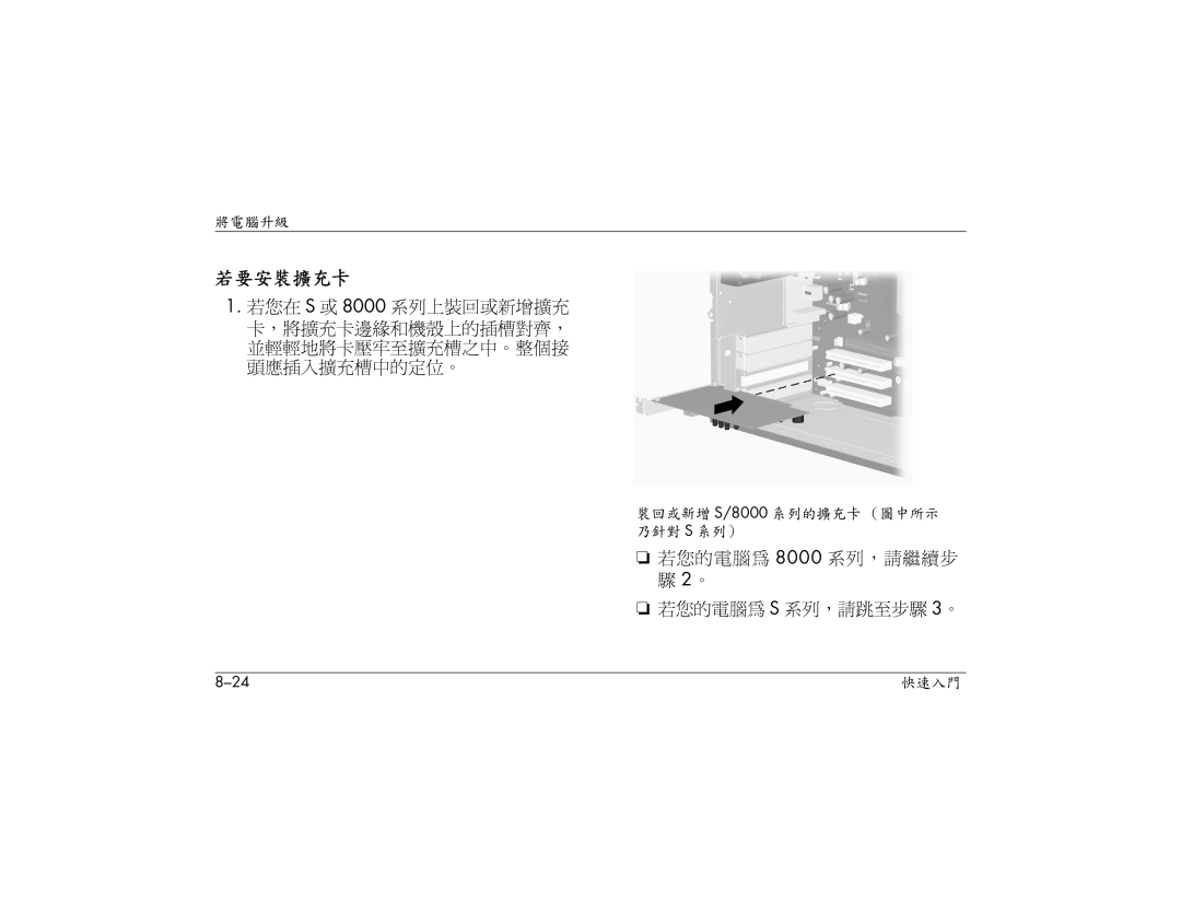 HP S3030AP, S3000AP, S3150AP, S3110AP, S3080AP, S3260AP, S3210AP, S3200AP manual 若要安裝擴充卡 