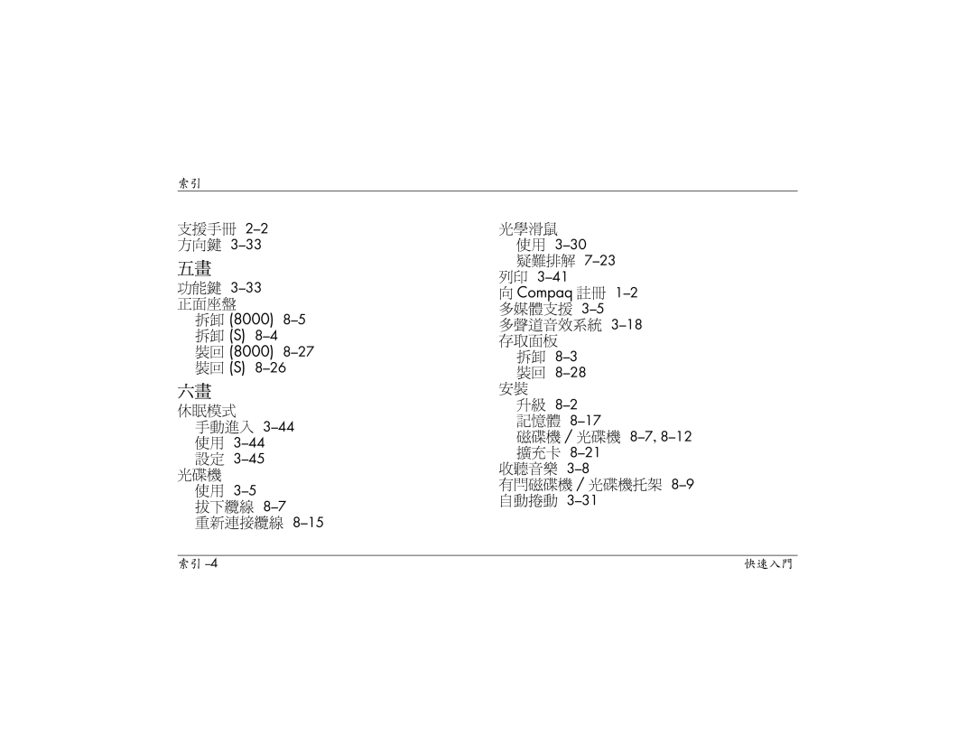 HP S3210AP, S3000AP, S3150AP, S3110AP, S3080AP, S3030AP, S3260AP, S3200AP manual 支援手冊 2-2方向鍵 功能鍵 3-33正面座盤 