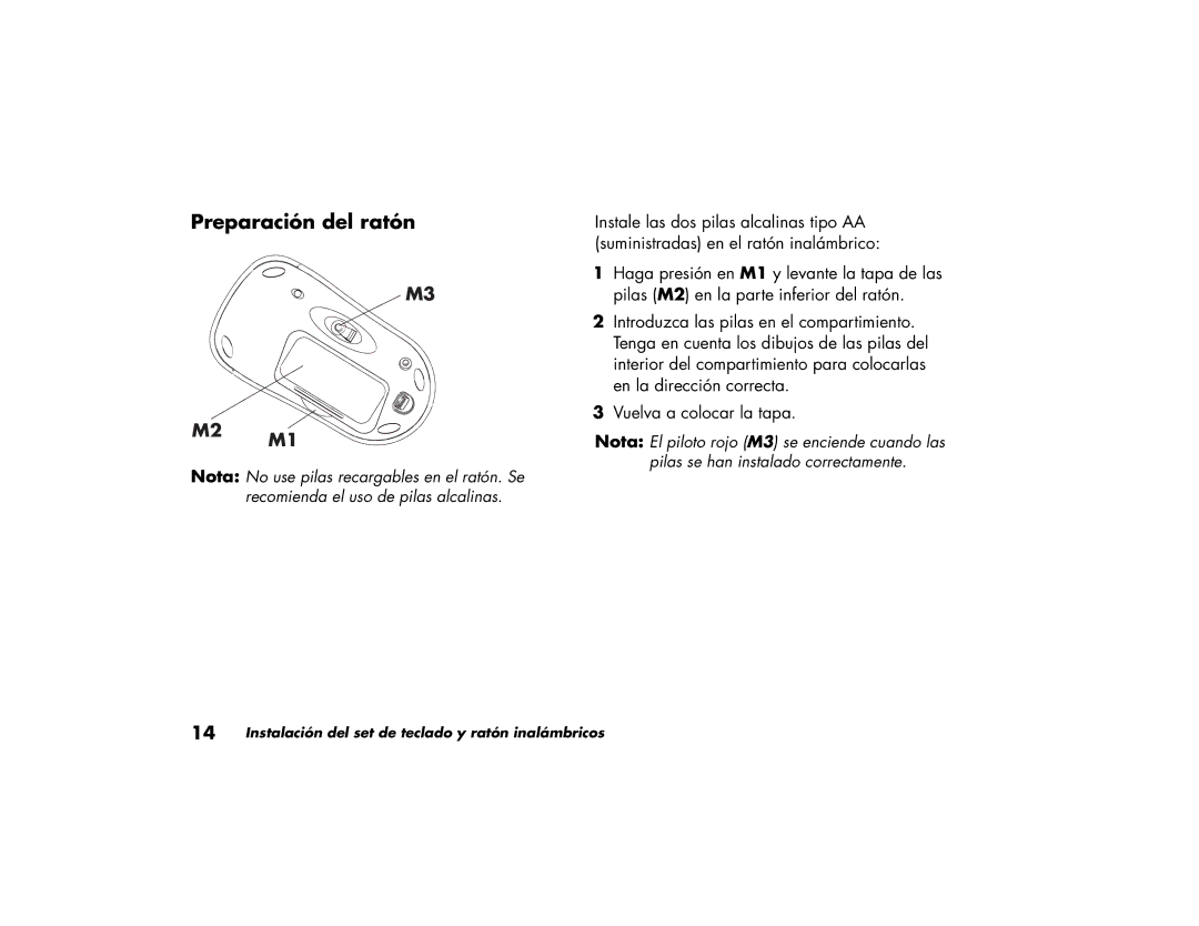 HP S3630LS, S3000NX, S4000NX, S3650LA, S4030LS, S4010LS, S4020LA, S3500CL manual Preparación del ratón, Vuelva a colocar la tapa 