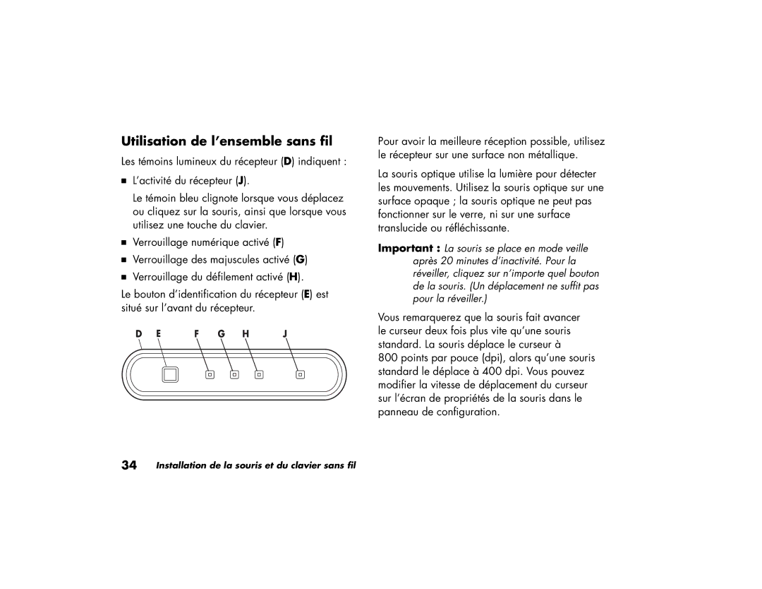 HP S3610LS, S3000NX, S4000NX, S3650LA, S4030LS, S4010LS, S4020LA, S3500CL, S3100NX, S3040SE Utilisation de l’ensemble sans fil 