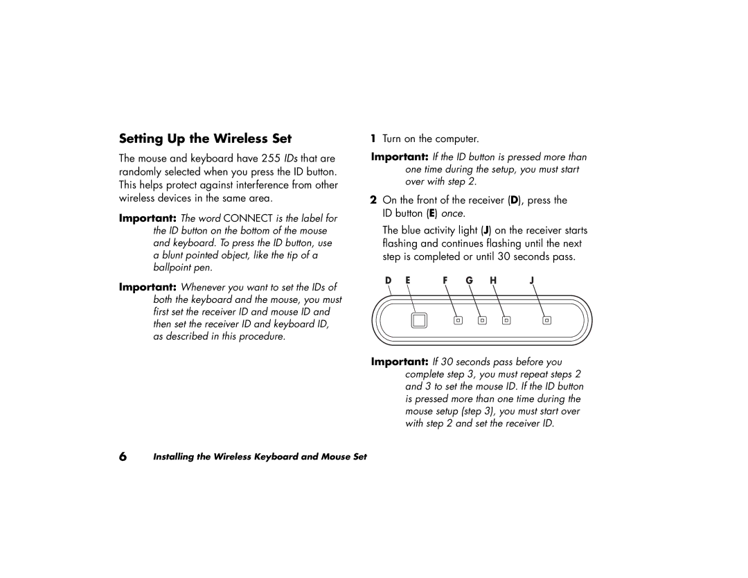 HP S3040SE, S3000NX, S4000NX, S3650LA, S4030LS, S4010LS, S4020LA, S3500CL manual Setting Up the Wireless Set, Turn on the computer 