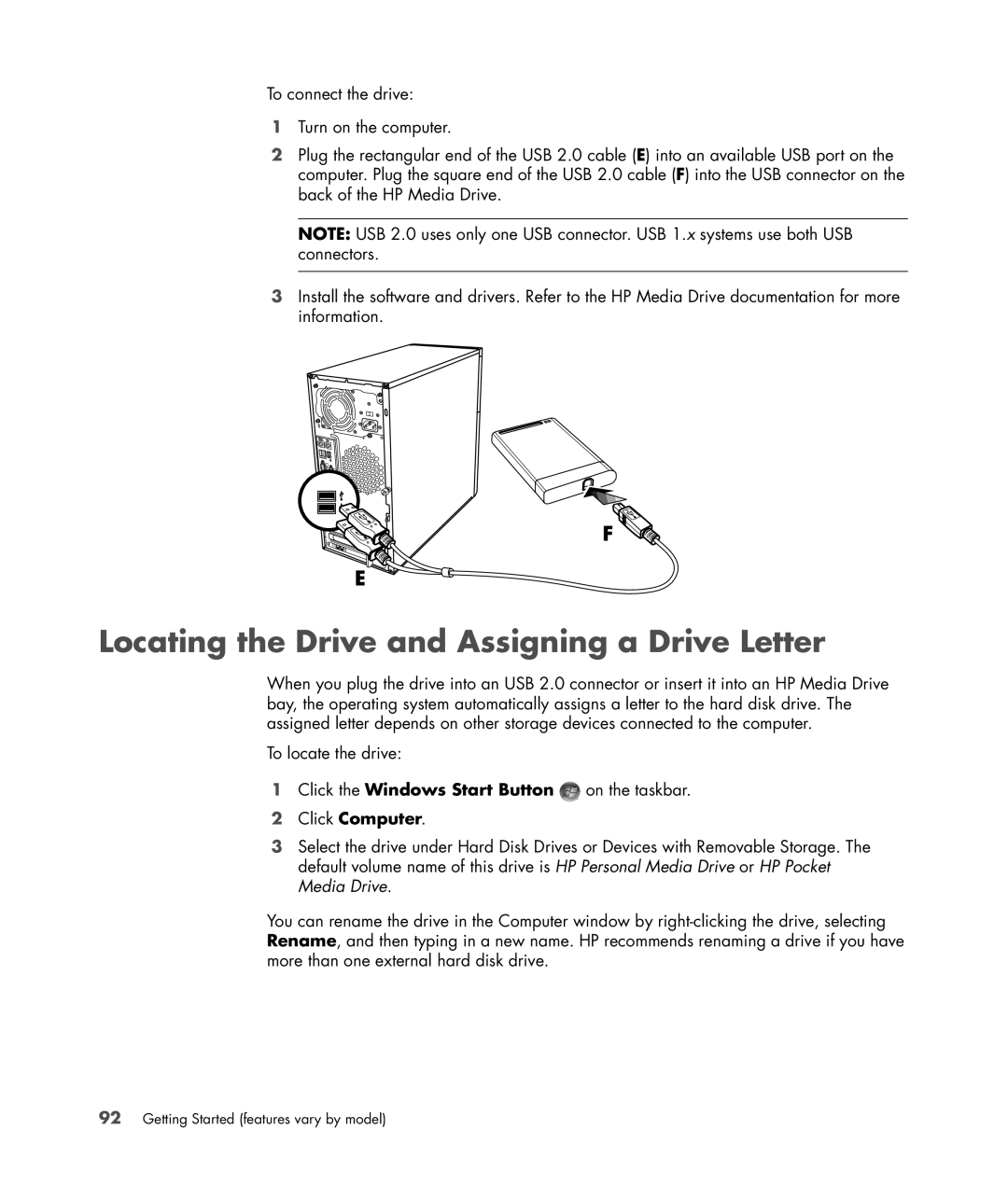 HP s3650f manual Locating the Drive and Assigning a Drive Letter, Click Computer 