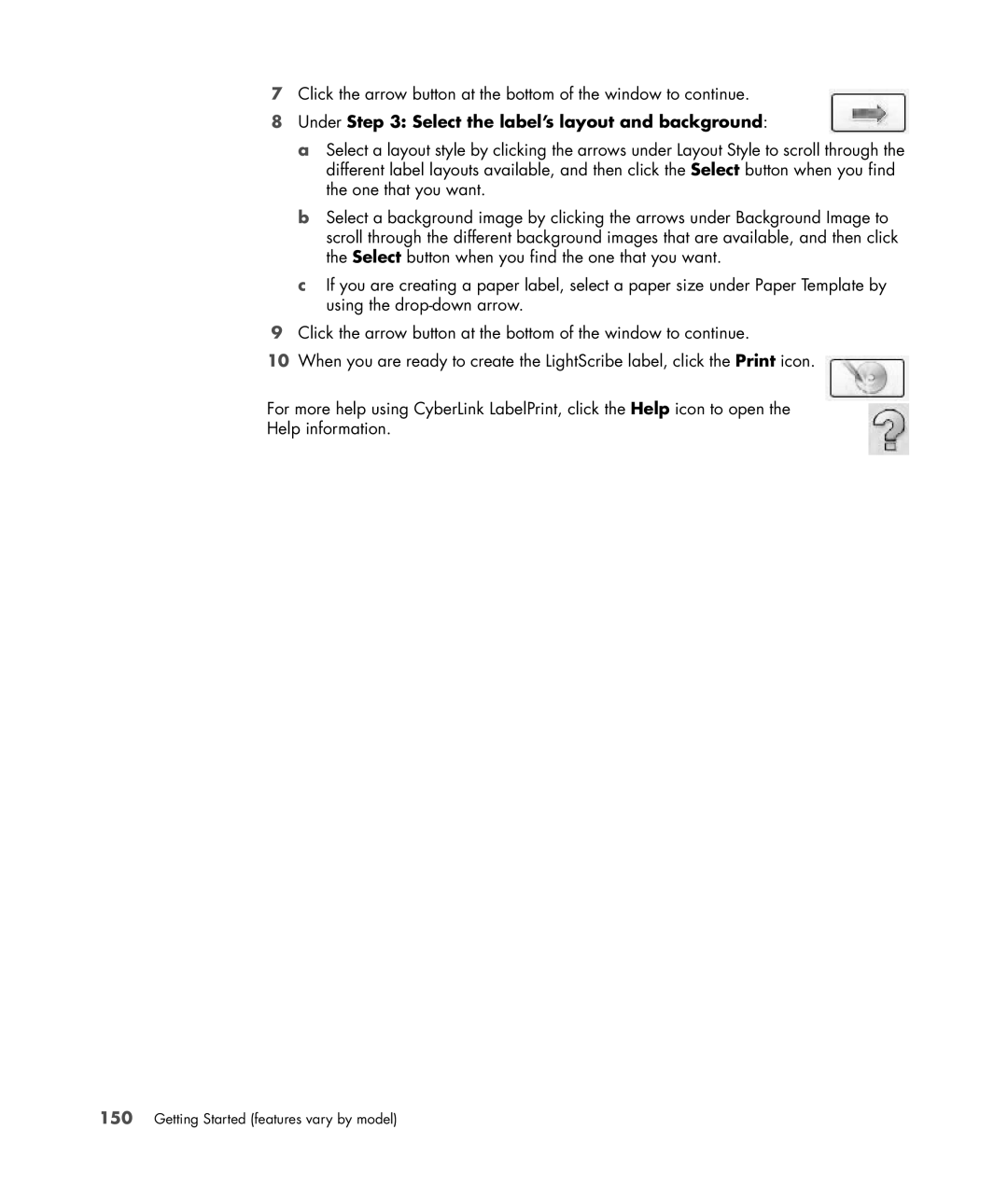 HP s3650f manual Under Select the label’s layout and background 