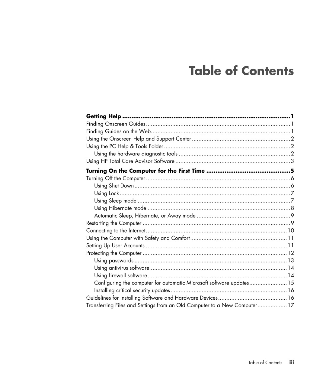 HP s3650f manual Table of Contents 