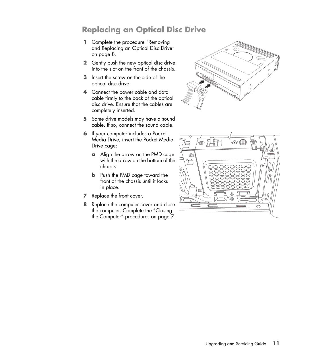 HP S3905F manual Replacing an Optical Disc Drive 