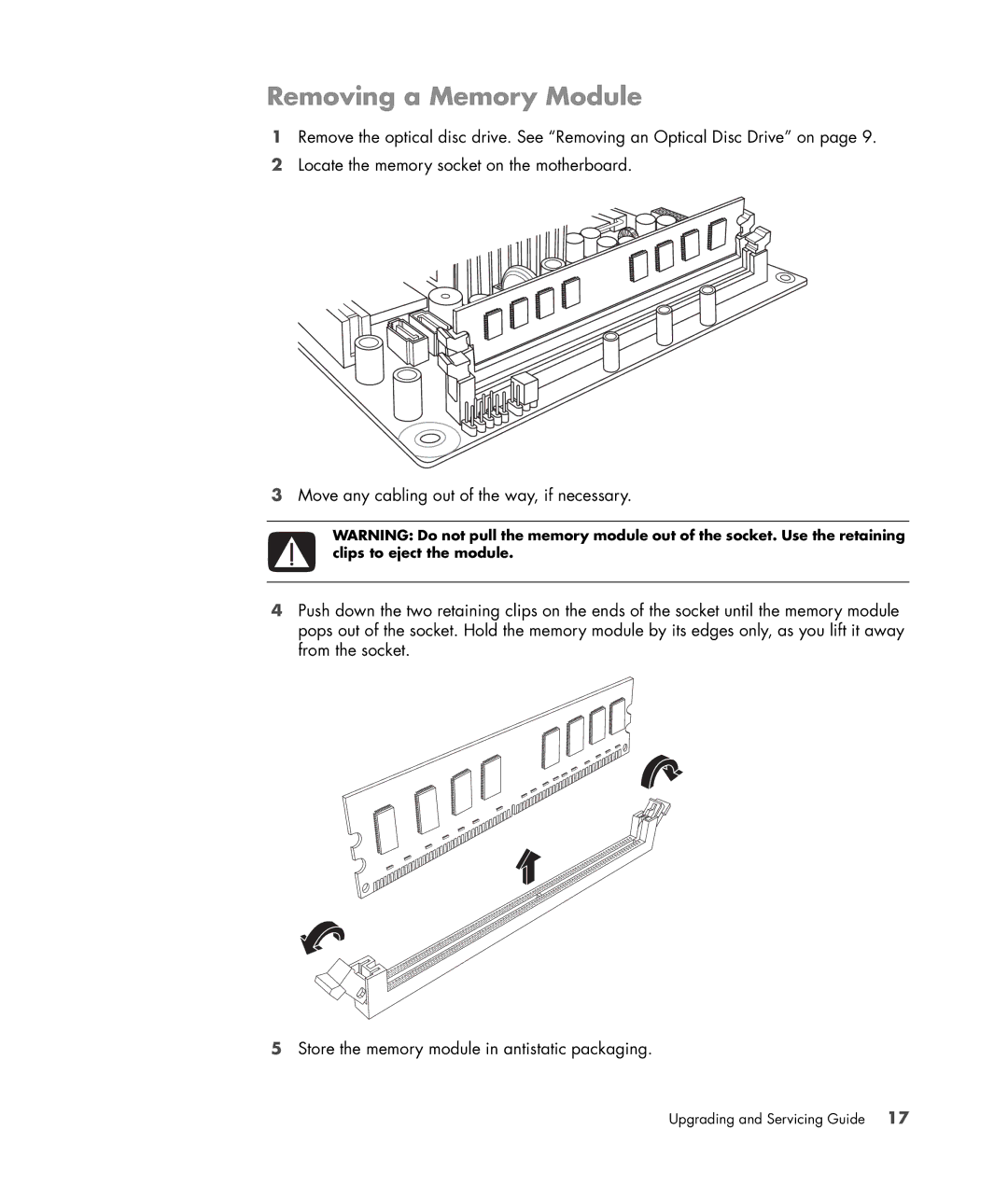 HP S3905F manual Removing a Memory Module 