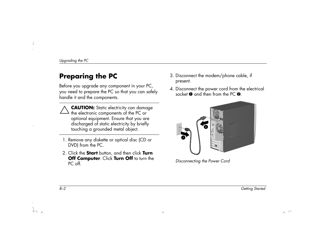 HP S4200UK, S4100UK, S4150UK, S3150UK, S3190UK, S3350UK, S4500UK, S4700UK manual Preparing the PC 