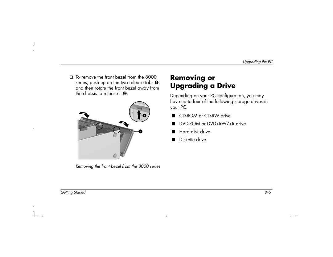 HP S4150UK, S4100UK, S3150UK, S3190UK, S3350UK, S4500UK, S4200UK, S4700UK manual Removing or Upgrading a Drive 